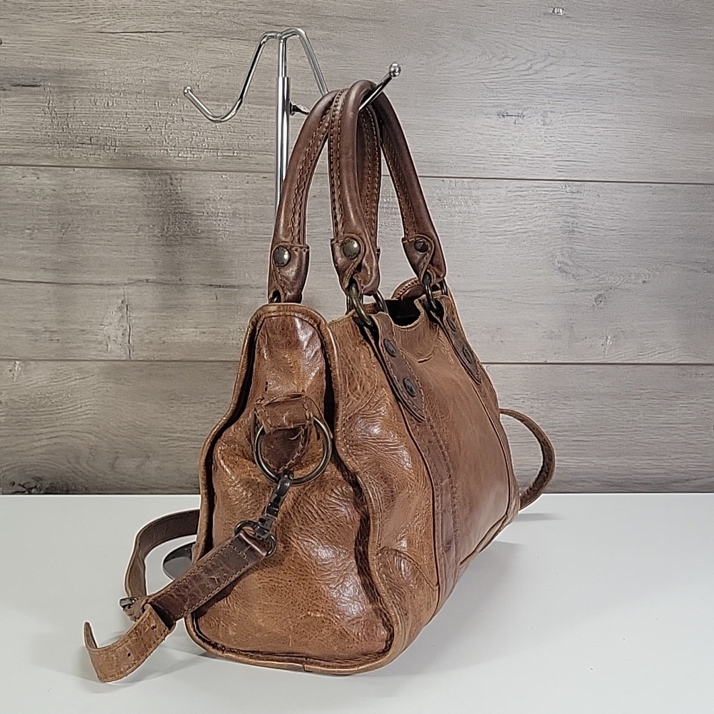 Frye Classic Brown Leather Crossbody Tote Bag - Picture 3 of 16